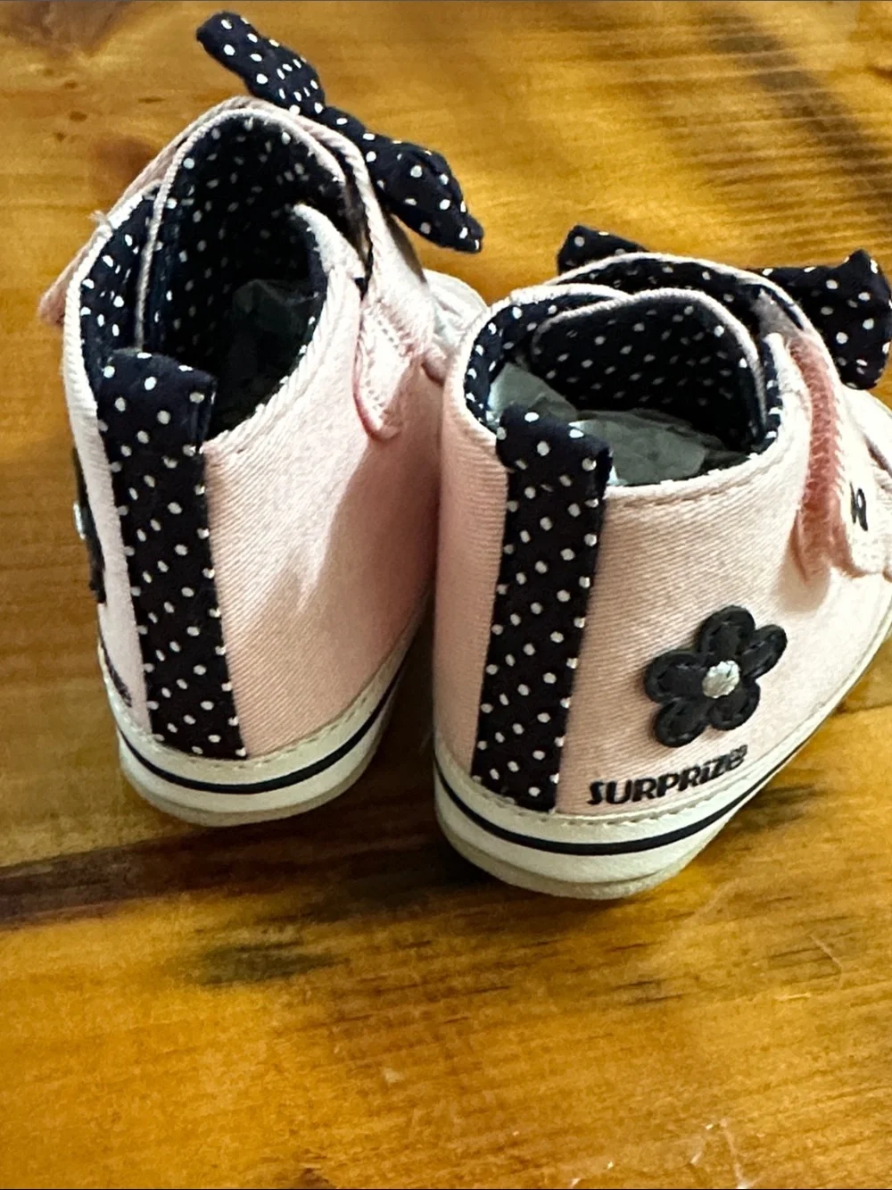 Pink Polka Bow Toddler Shoes - Cute Lace-Up Style 0-6 months